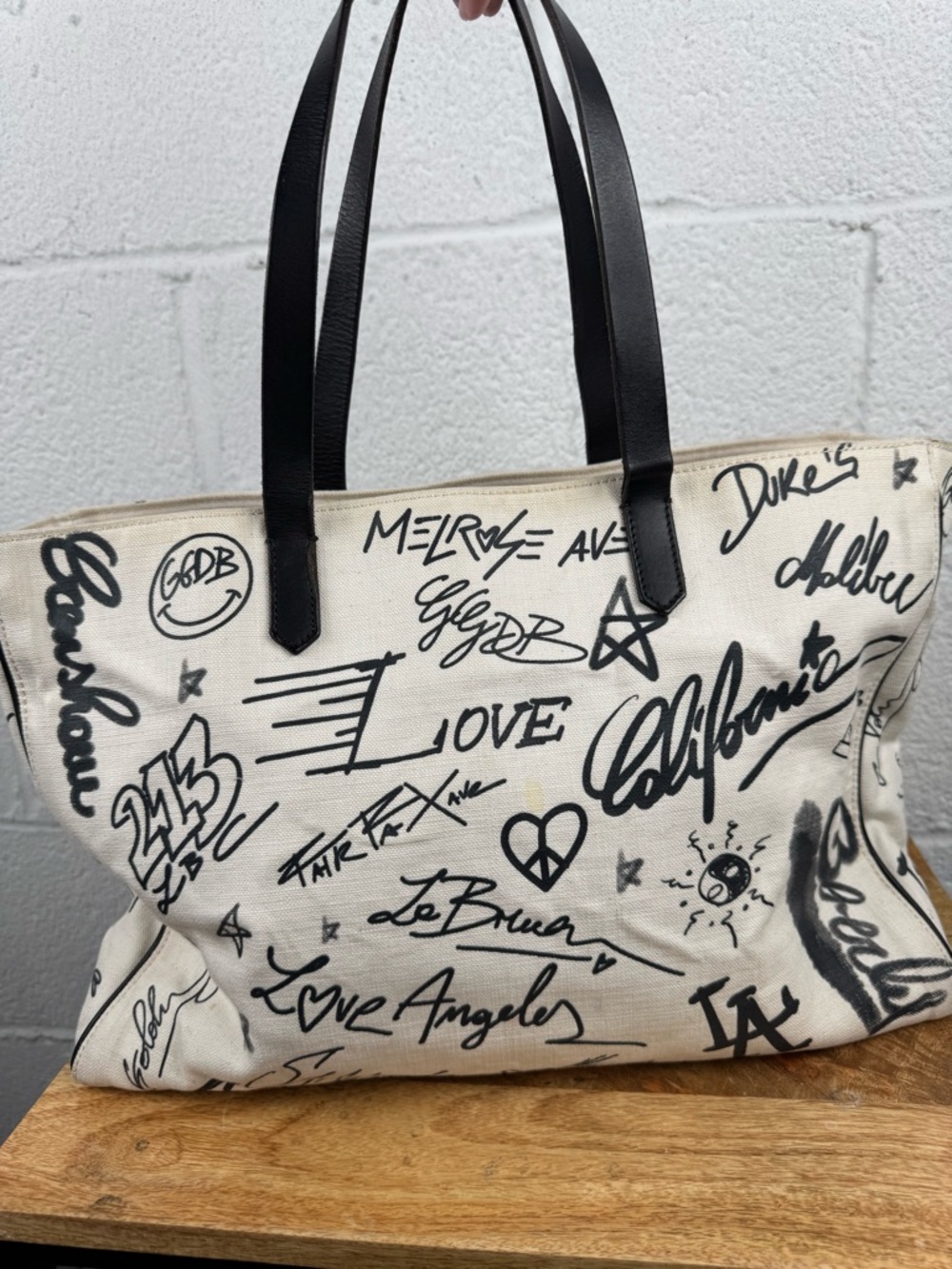 Golden Goose Natural Kuroki Graffiti Canvas Tote Bag Made in Italy - Picture 2 of 16